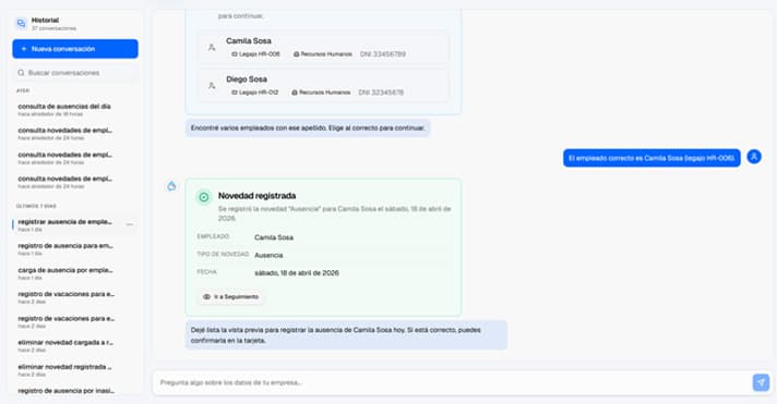 Vista previa del chatbot con IA generativa
