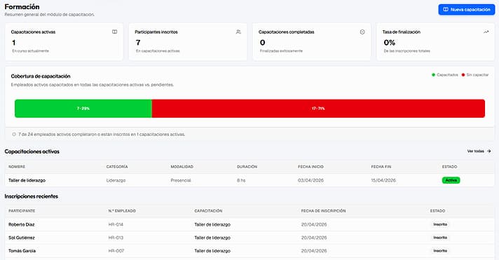 Vista previa del módulo de formación y desarrollo